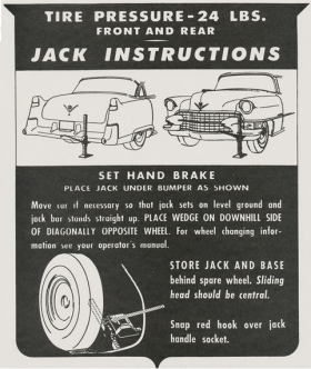 1955 Cadillac Jacking Instructions Decal REPRODUCTION