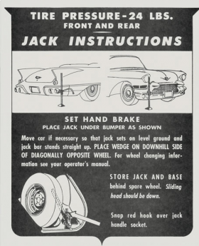 1957 Cadillac Eldorado Biarritz Jacking Instructions Decal REPRODUCTION