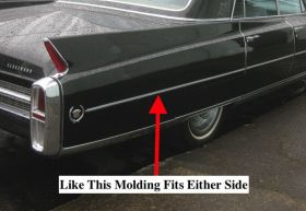 1963 1964 CADILLAC  SERIES 62 4-DOOR REAR QUARTER MOLDING EITHER SIDE NOS 