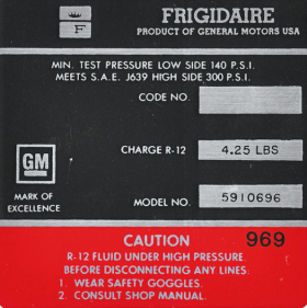 1966 Cadillac Air Conditioner Compressor Decal REPRODUCTION