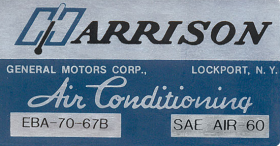 1967 Cadillac Harrison Air Conditioner Evaporator Box  Decal REPRODUCTION