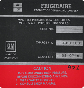 1969 Cadillac  Air Compressor Decal REPRODUCTION