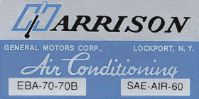 1970 Cadillac Harrison Air Conditioning Evaporator Box Decal  REPRODUCTION