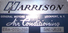 1976 Cadillac (Except Seville) Harrison Air Conditioning Evaporator Box Decal  REPRODUCTION