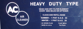 1952 1953 1954 1955 Cadillac Air Cleaner Oil Bath Decal REPRODUCTION