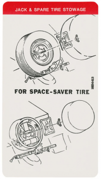 1974 Cadillac (See Details) Tire and Jack Stowage Decal REPRODUCTION