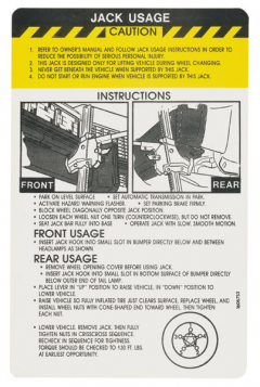 1975 Cadillac (EXCEPT Eldorado) Jacking Instructions Decal REPRODUCTION