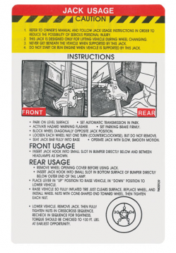 1975 Cadillac Eldorado Jacking Instructions Decal REPRODUCTION