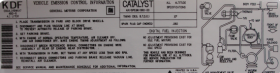 1984 Cadillac 4.1 Litre Emission Decal REPRODUCTION