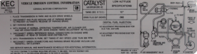 1984 Cadillac 4.1 Litre AT Emission Decal REPRODUCTION