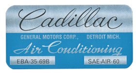 1970 Cadillac Cadillac (Coupe Deville Only) Air Conditioning Evaporator Box Decal  REPRODUCTION