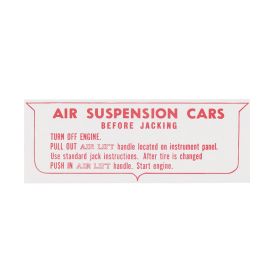 1957 1958 1959 1960 Cadillac Air Suspension "Caution" Decal In Trunk REPRODUCTION