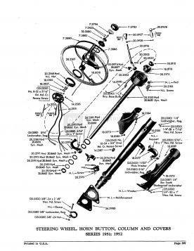 1951 1952 Cadillac Steering Column and Wheel Exploded View