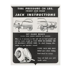 1957 Cadillac (EXCEPT Eldorado Biarritz) Jacking Instructions Decal REPRODUCTION