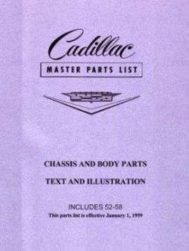 1952 1953 1954 1955 1956 1957 1958 Cadillac Master Parts List CD REPRODUCTION Free Shipping In The USA