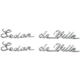 1959 1960 Cadillac Sedan Deville Rear Quarter Scripts 1 Pair REPRODUCTION Free Shipping In The USA