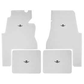 1959 1960 Cadillac 2-Door White Rubber Floor Mats (4 Pieces) REPRODUCTION Free Shipping In The USA