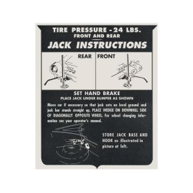 1959 1960 Cadillac Jacking Instructions Decal REPRODUCTION