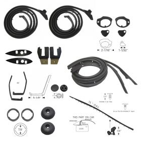 1959 Cadillac Series 62 and DeVille 2-Door Hardtop Coupe Deluxe Rubber Weatherstrip Kit (204 Pieces) REPRODUCTION Free Shipping In The USA