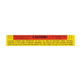 1965 1966 1967 Cadillac Cooling System "Caution" Decal REPRODUCTION