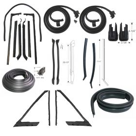 1965 Cadillac 2-Door Convertible Advanced Rubber Weatherstrip Kit (21 Pieces)(For Side Rail Attachment) REPRODUCTION Free Shipping In The USA 