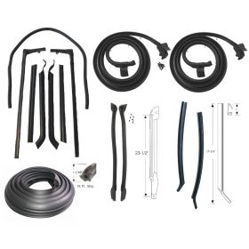 1965 Cadillac 2-Door Convertible Basic Rubber Weatherstrip Kit (14 Pieces) (For Side Rail Attachment) REPRODUCTION Free Shipping In The USA 