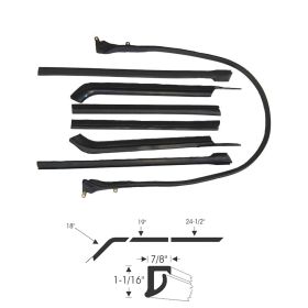 1965 Cadillac Convertible (See Details) Roof Rail Rubber Weatherstrip Set (7 Pieces) (Front Bow Attachment) REPRODUCTION Free Shipping In The USA