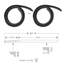 1961 Cadillac Series 62 and Deville 2-Door Hardtop Coupe Roof Rail Rubber Weatherstrips 1 Pair REPRODUCTION Free Shipping In The USA