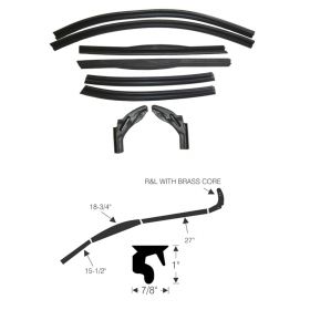 1953 Cadillac Eldorado Convertible Roof Rail Weatherstrip Kit (8 Piece) REPRODUCTION Free Shipping In The USA