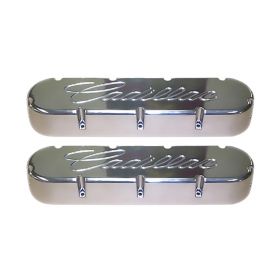 1968 1969 1970 1971 1972 1973 1974 1975 1976 1977 1978 1979 1980 1981 1982 1983 1984 Cadillac Flat Top Style Valve Covers with Machined Script Polished Finish 1 Pair REPRODUCTION Free Shipping In The USA