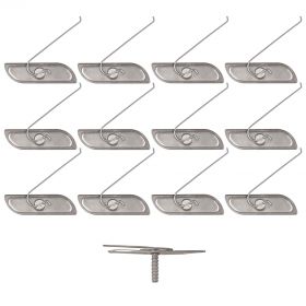 Cadillac Molding Clips With Threaded Stud Set (Plate Length 2.53 Inches Plate Width 0.68 Inch) (12 Pieces) REPRODUCTION Free Shipping In The USA