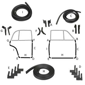 1941 Cadillac Series 60 Special Front and Rear Door Rubber Weatherstrip Kit (18 Pieces) REPRODUCTION Free Shipping In The USA