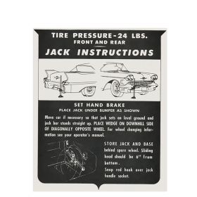 1958 Cadillac (EXCEPT Eldorado Biarritz) Jacking Instructions Decal REPRODUCTION