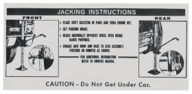 1967 Cadillac (EXCEPT Eldorado) Jacking Instructions Decal REPRODUCTION