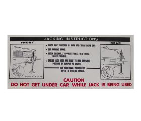 1967 Cadillac Eldorado Jacking Instructions Decal REPRODUCTION