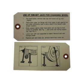 1941 1942 1946 1947 Cadillac Jacking Instructions Tag REPRODUCTION