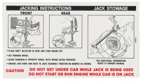 1970 Cadillac (EXCEPT Eldorado) Jacking Instructions Decal REPRODUCTION