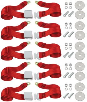 Cadillac Seat Belt Lap Style Red Set of 5 REPRODUCTION Free Shipping In The USA