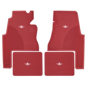 1959 1960 Cadillac 2-Door Red Rubber Floor Mats (4 Pieces) [Ready To Ship] REPRODUCTION Free Shipping In The USA