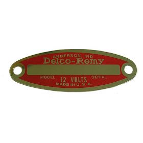 1953 1954 1955 1956 1957 1958 1959 1960 Cadillac Delco Red 12-Volt Generator and Starter Tag REPRODUCTION
