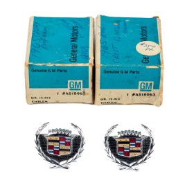1965 Cadillac Fleetwood Series 60 Special Roof Panel Emblems 1 Pair NOS Free Shipping In The USA