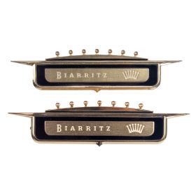 1958 Cadillac Biarritz Quarter Tail Fin Crest Emblem 1 Pair REPRODUCTION Free Shipping In The USA