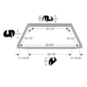 1961 Cadillac Series 62 And Deville 4-Door 4-Window Hardtop Rear Window Rubber Weatherstrip REPRODUCTION Free Shipping In The USA