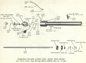 1965 Cadillac Exc Series 75, 1966 - Steering Column Jacket Assembly, Shaft and Lever