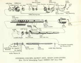 1967-1968-cadillac-steering-column-jacket-assembly-shaft-levers-exc-tilt-telescoping-type