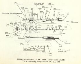 1967-1968-cadillac-steering-column-jacket-assembly-shaft-levers-tilt-telescoping-type